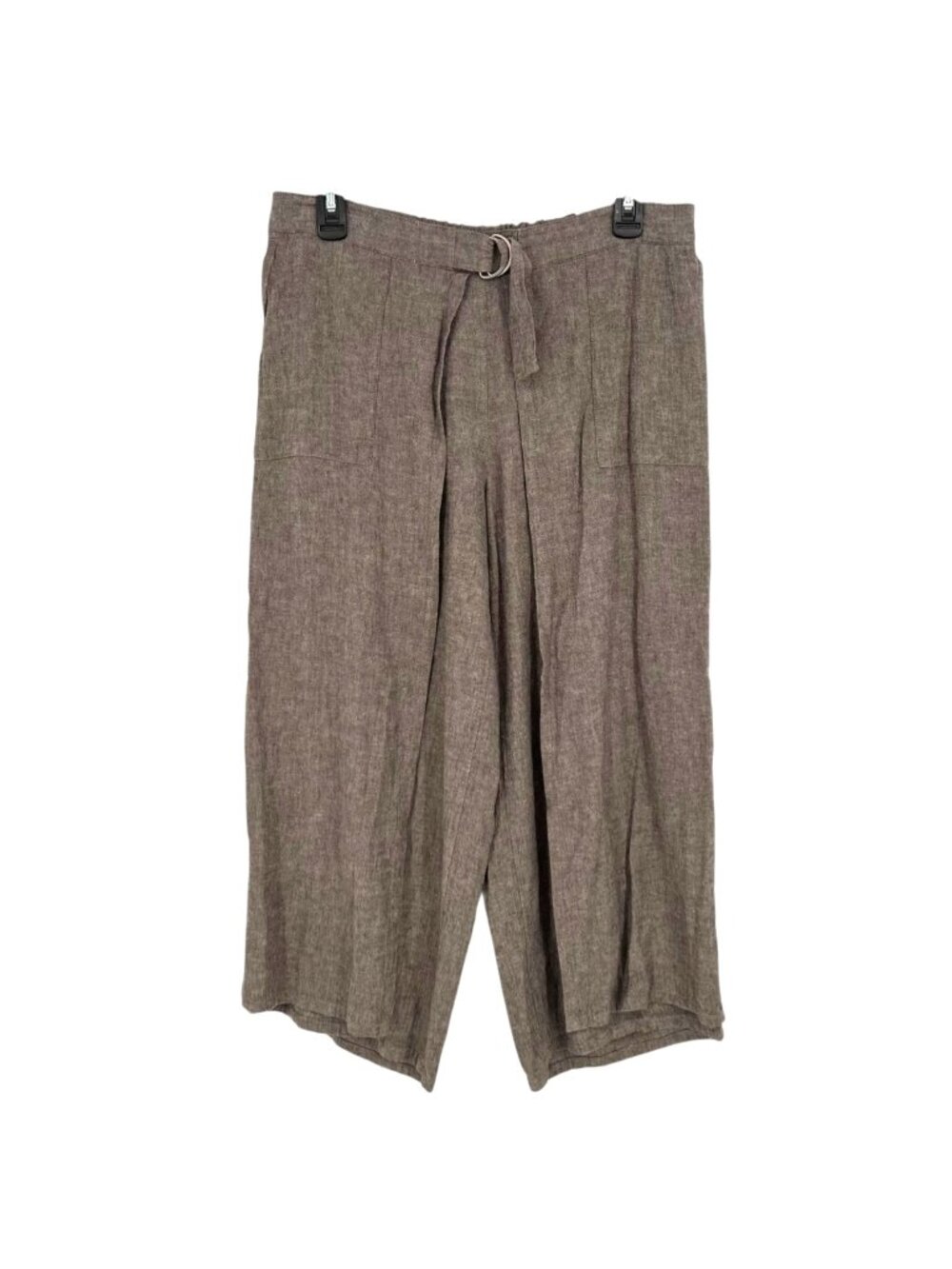 Pure Jill Linen Blend Cropped Pants Gray Beige Size Medium Coastal Minimalist
